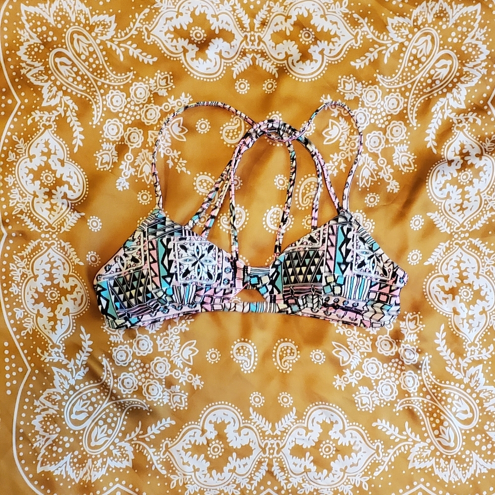 Pink & Blue Bikini Top